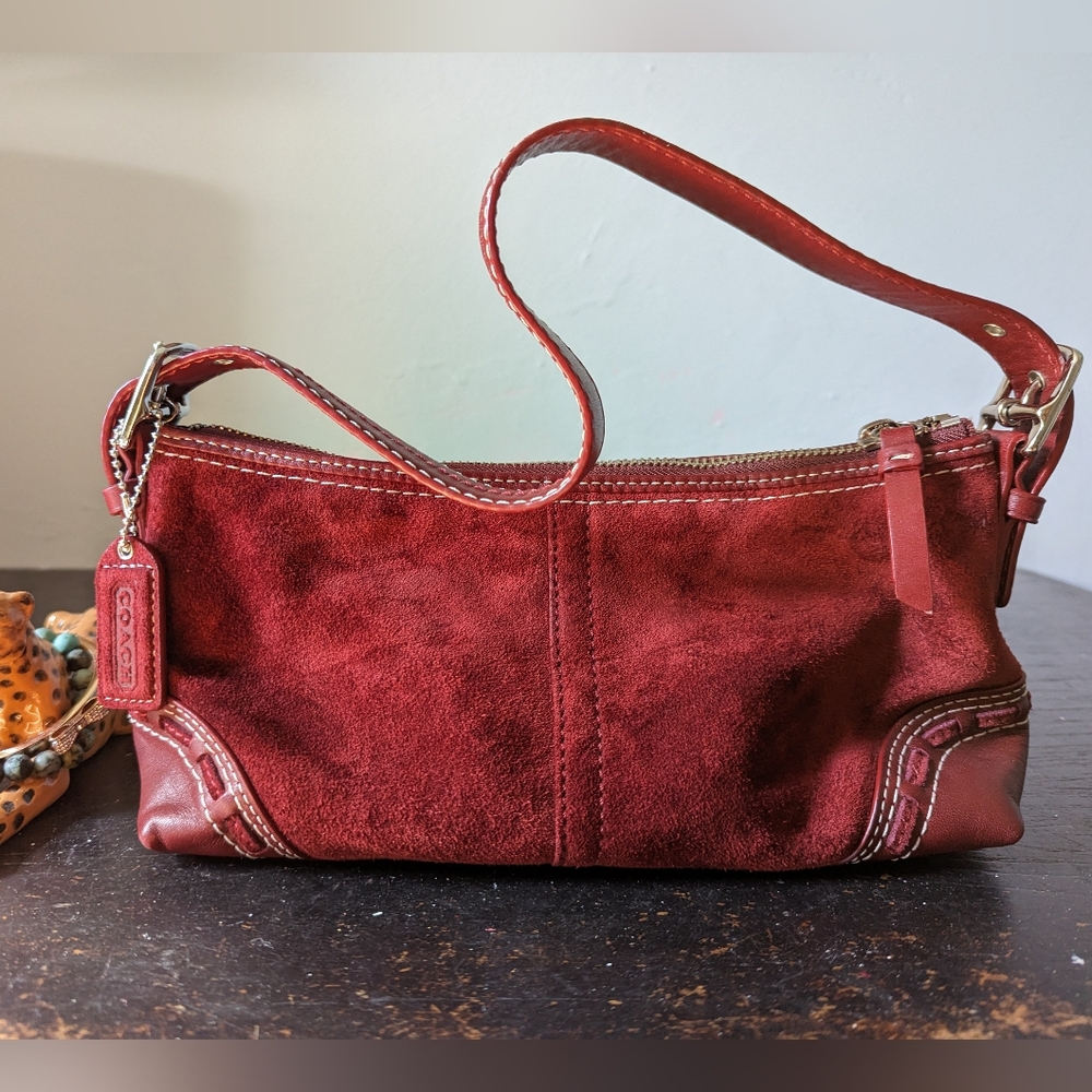 Coach mini Soho hobo bag vintage 90's-Y2K maroon suede & leather